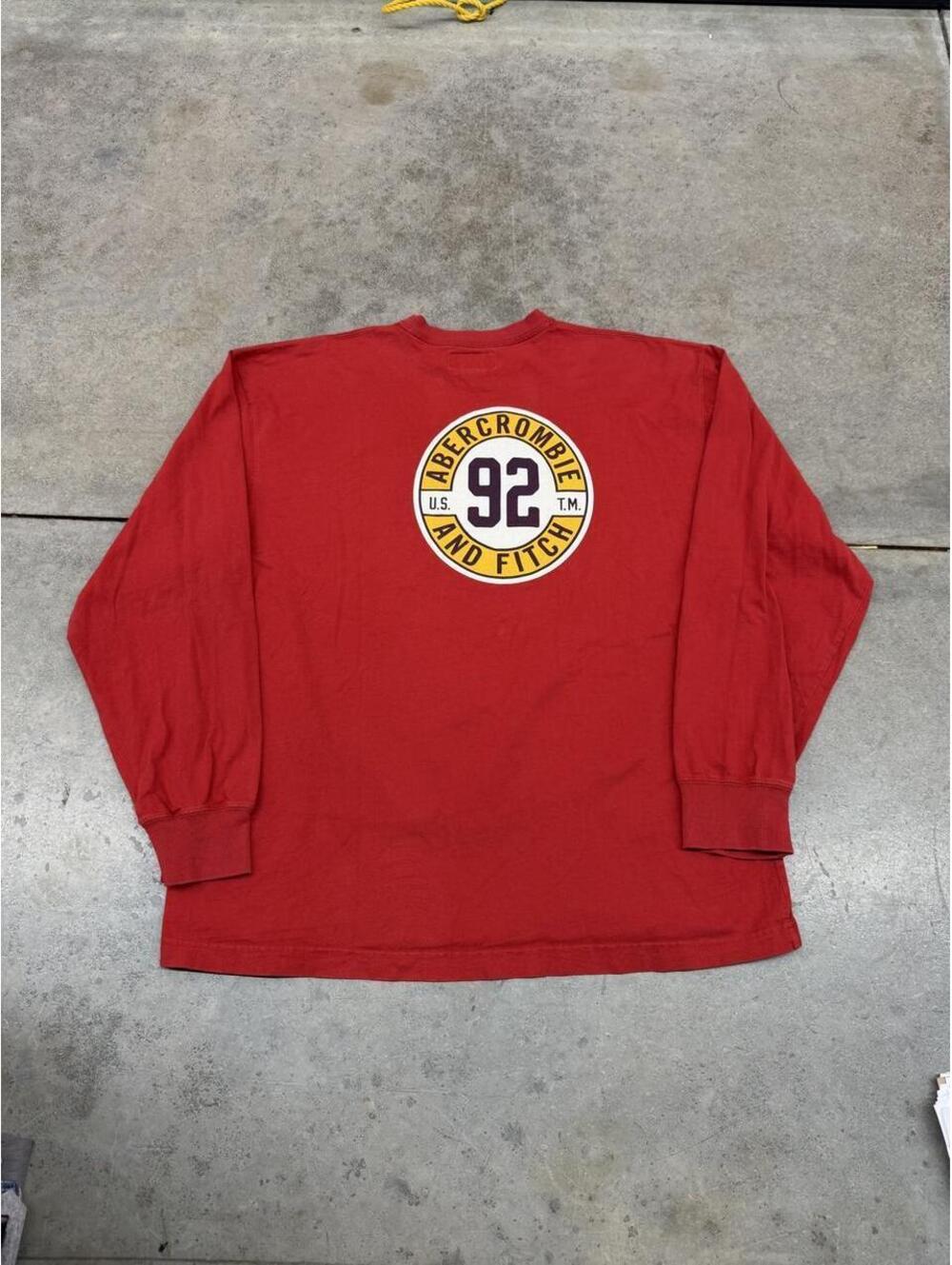 vintage abercrombie and fitch red big logo long sleeve shirt size large